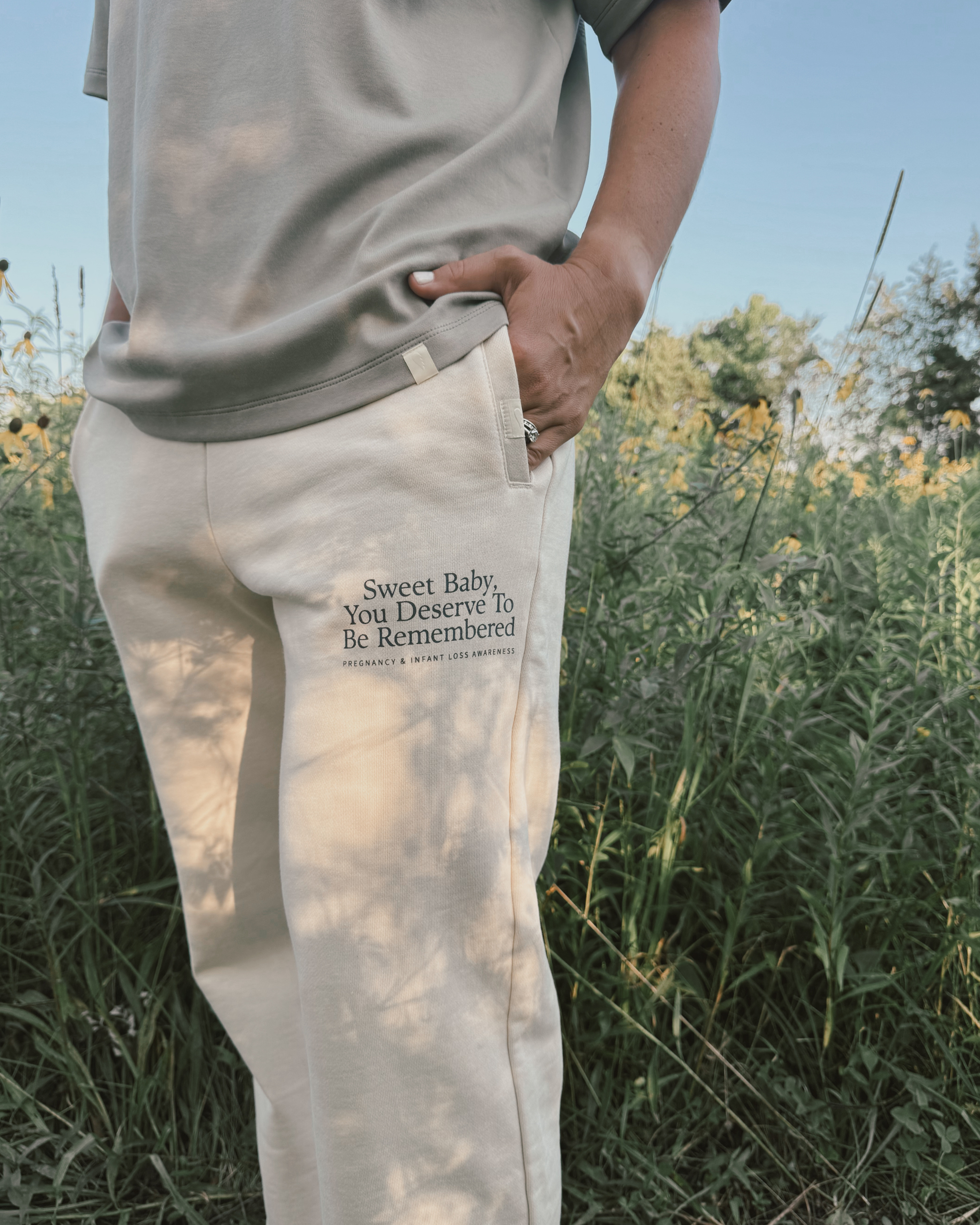 The Heritage Cuffed Sweat in Oyster | Sweet Baby
