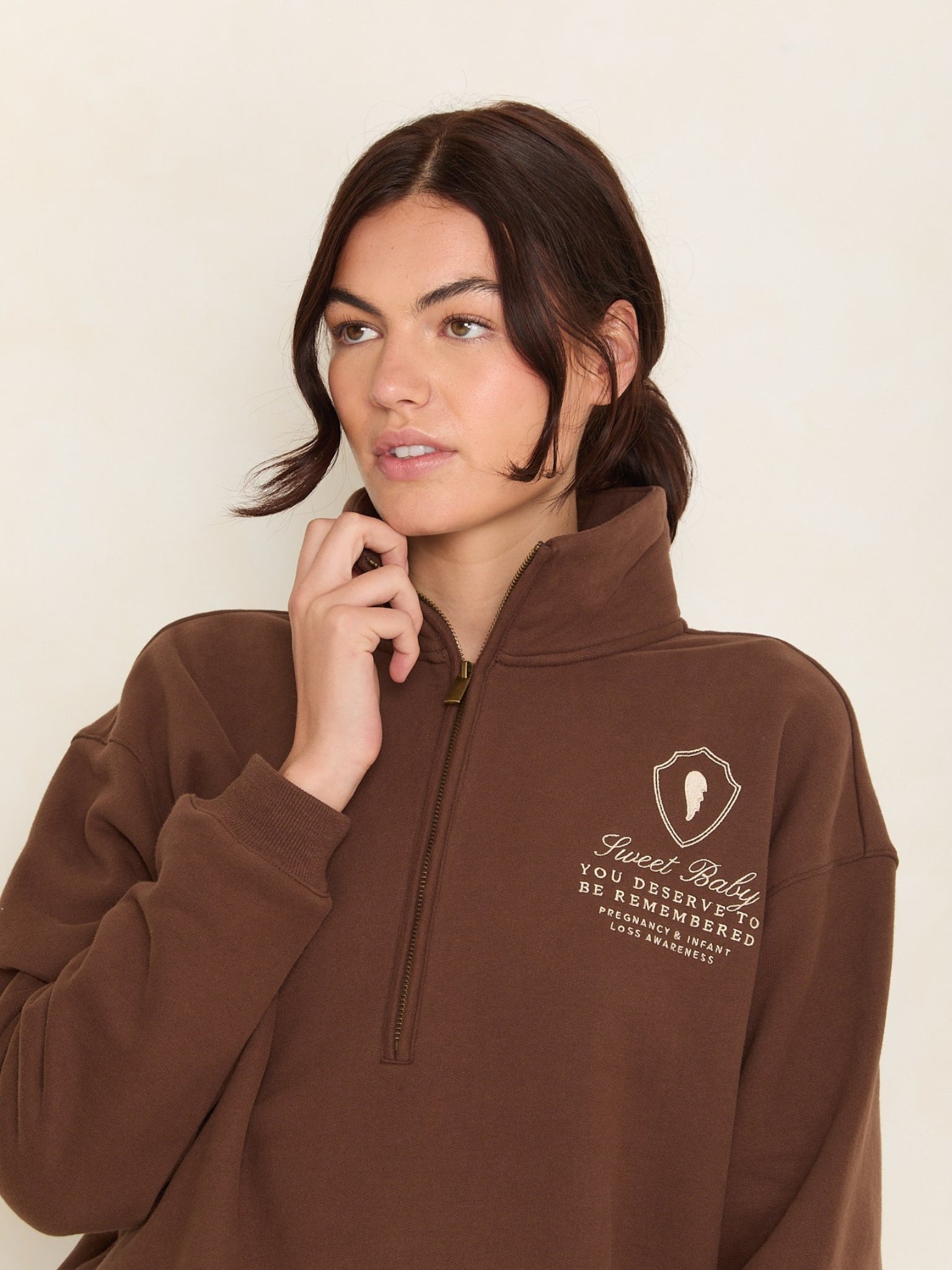 Sweet Baby Oversized Half Zip | Espresso