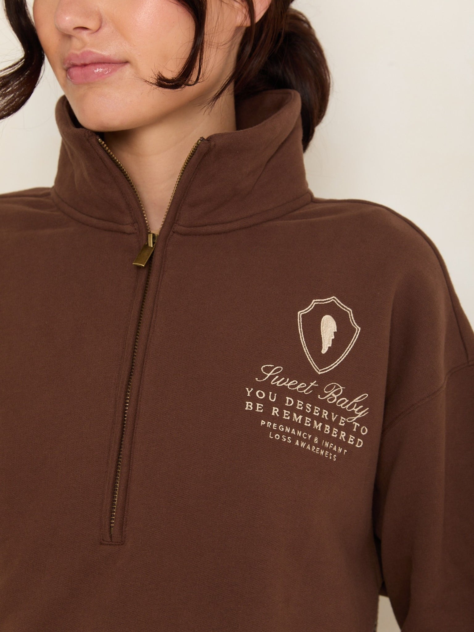 Sweet Baby Oversized Half Zip | Espresso