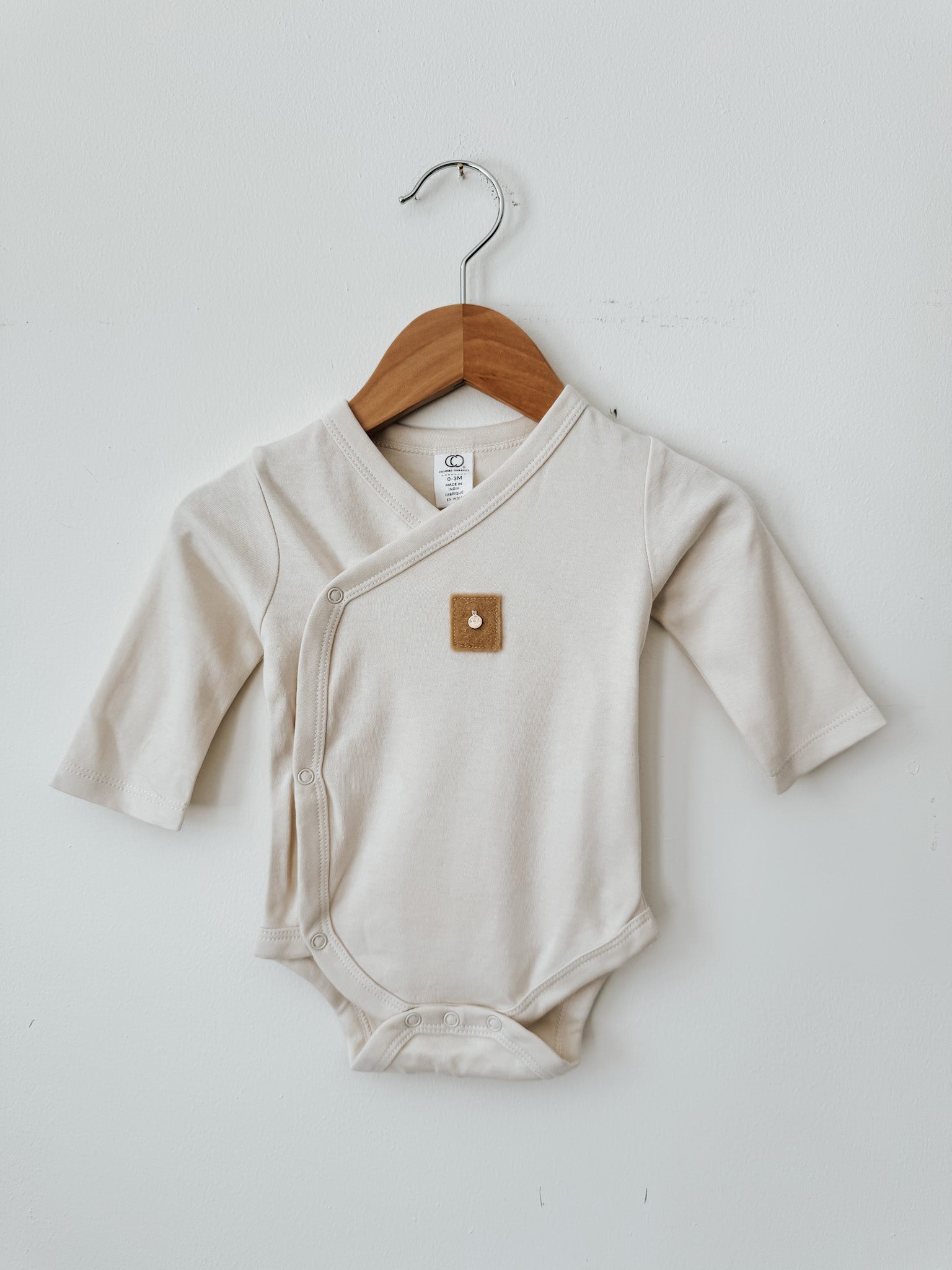 Classic Kimono Bodysuit | Clay Felt Wool Patch