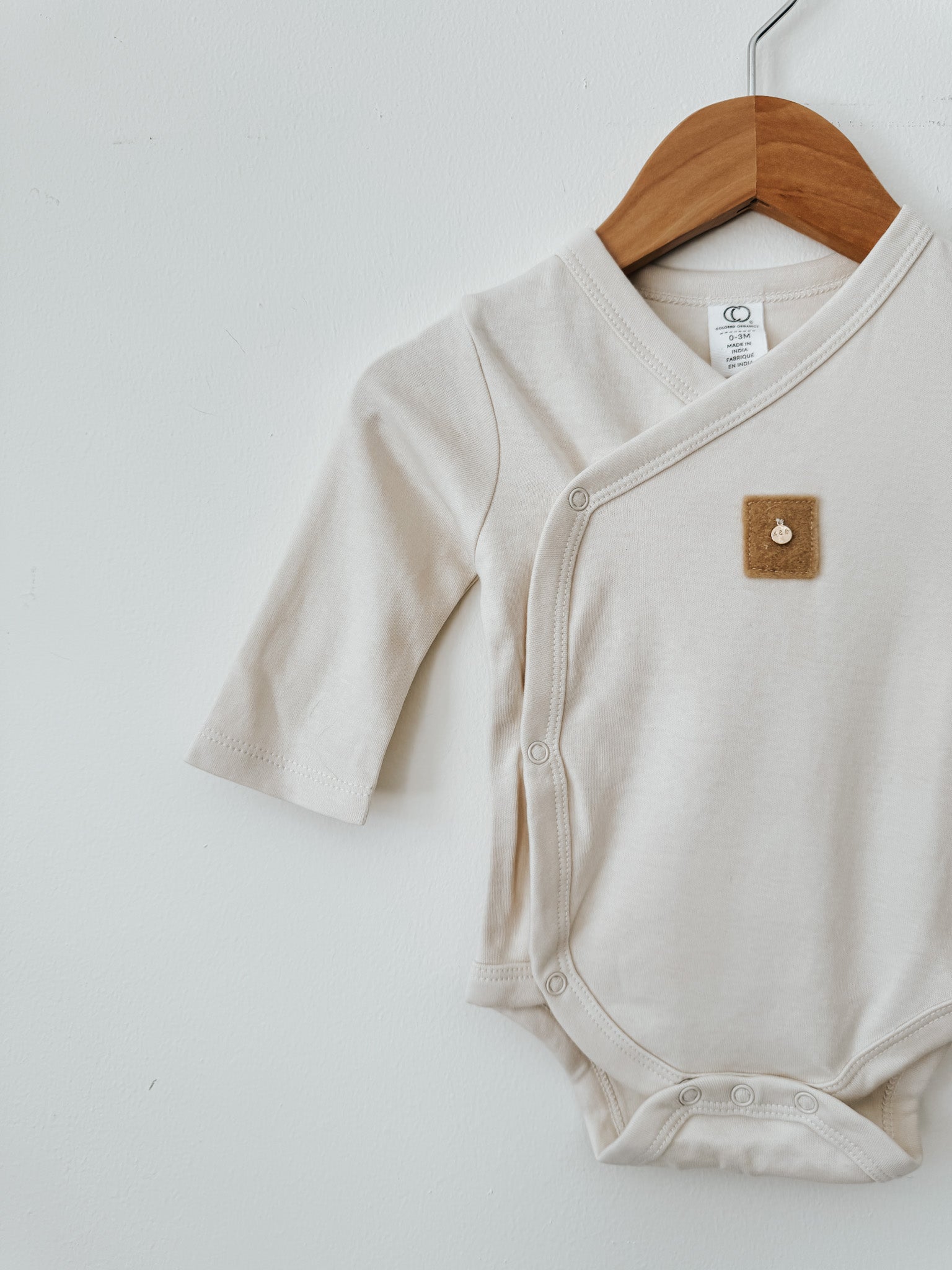 Classic Kimono Bodysuit | Clay Felt Wool Patch