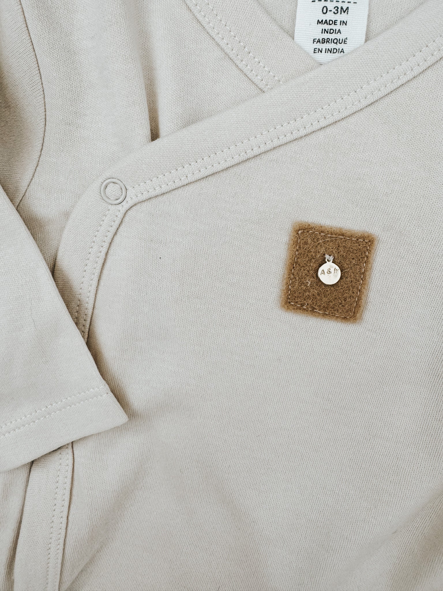 Classic Kimono Bodysuit | Clay Felt Wool Patch
