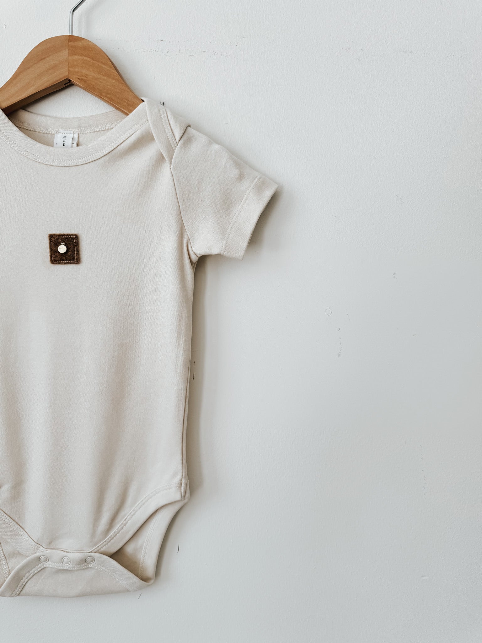 Classic Short Sleeve Bodysuit | Ginger Felt Wool Patch