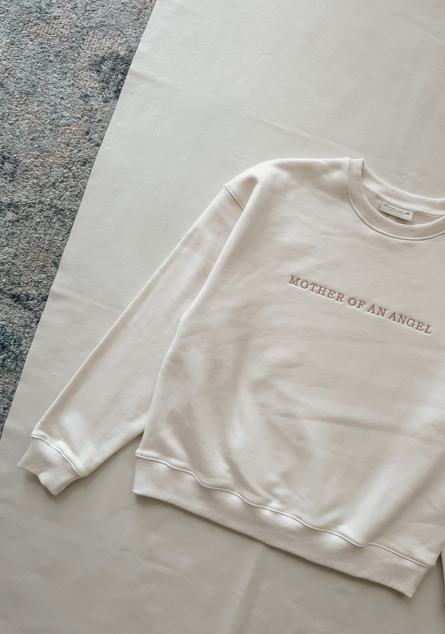 Mother Of An Angel Comfort Crewneck in Créme