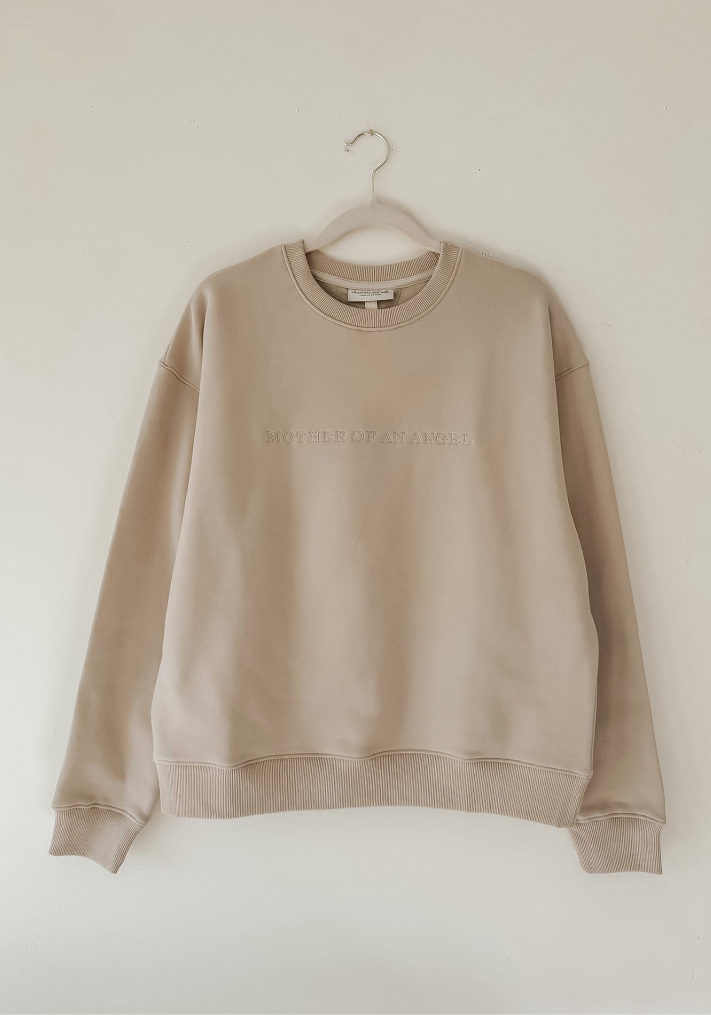 Mother Of An Angel Comfort Crewneck in Bone