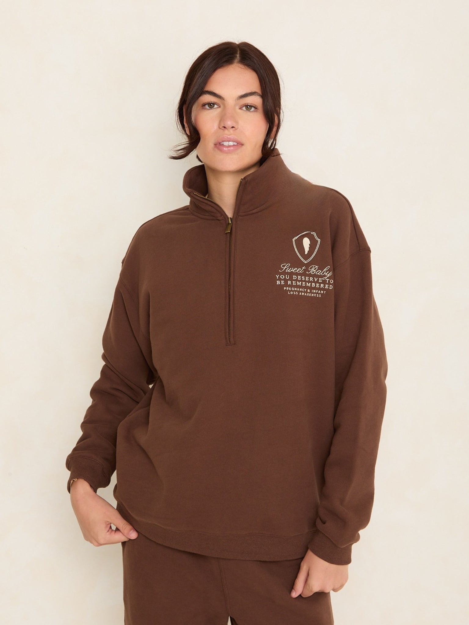 Sweet Baby Oversized Half Zip | Espresso