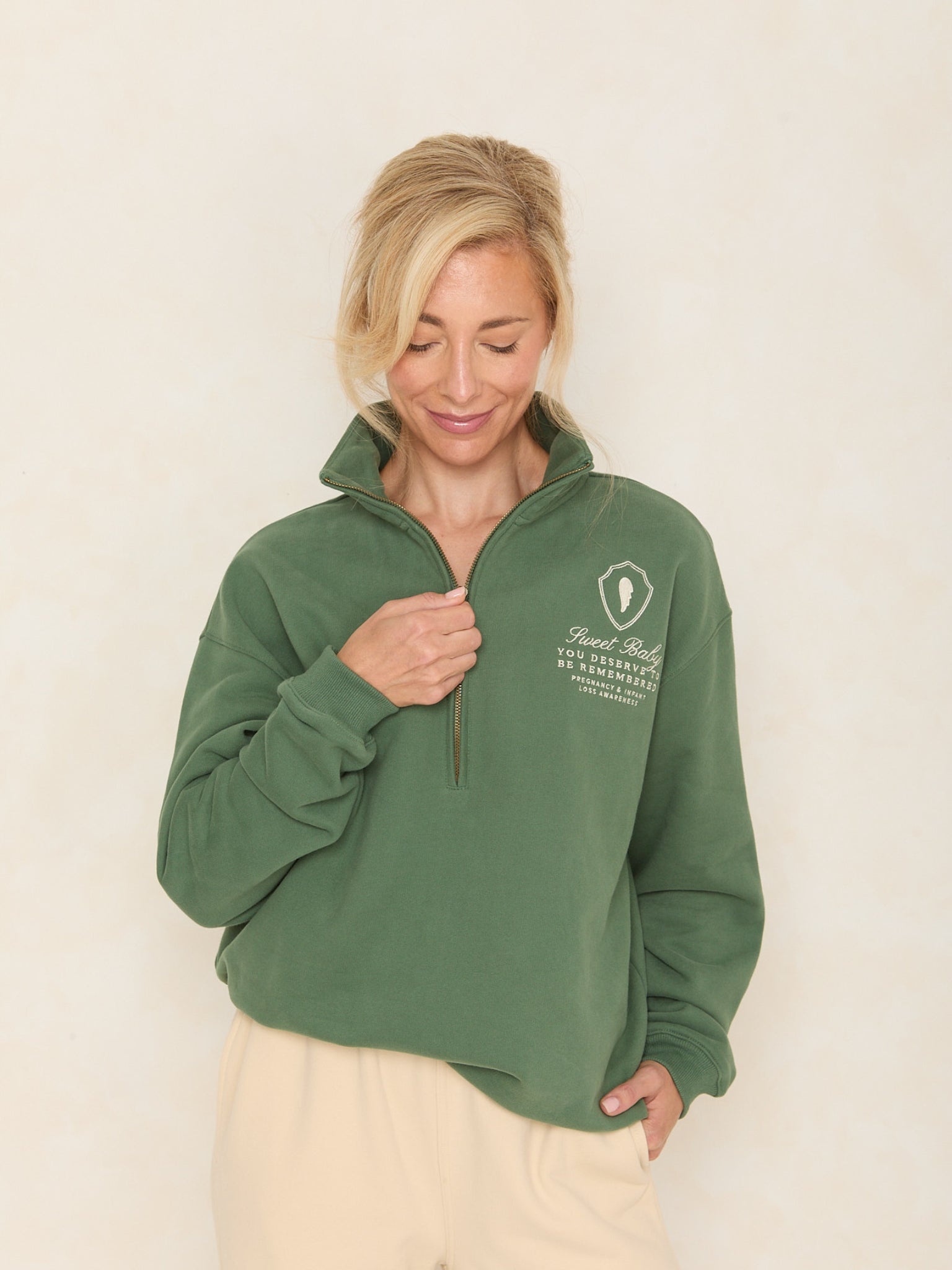 Sweet Baby Oversized Half Zip | Eucalyptus