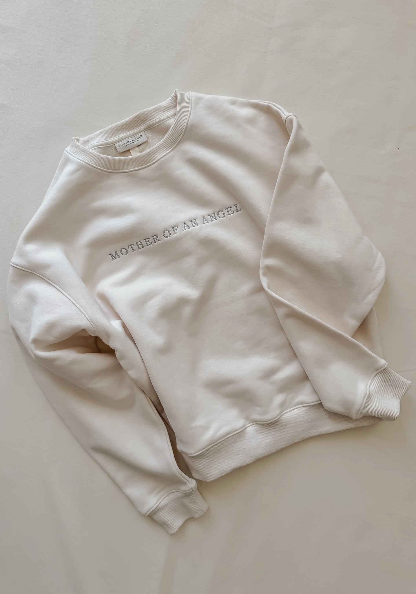 Mother Of An Angel Comfort Crewneck in Créme