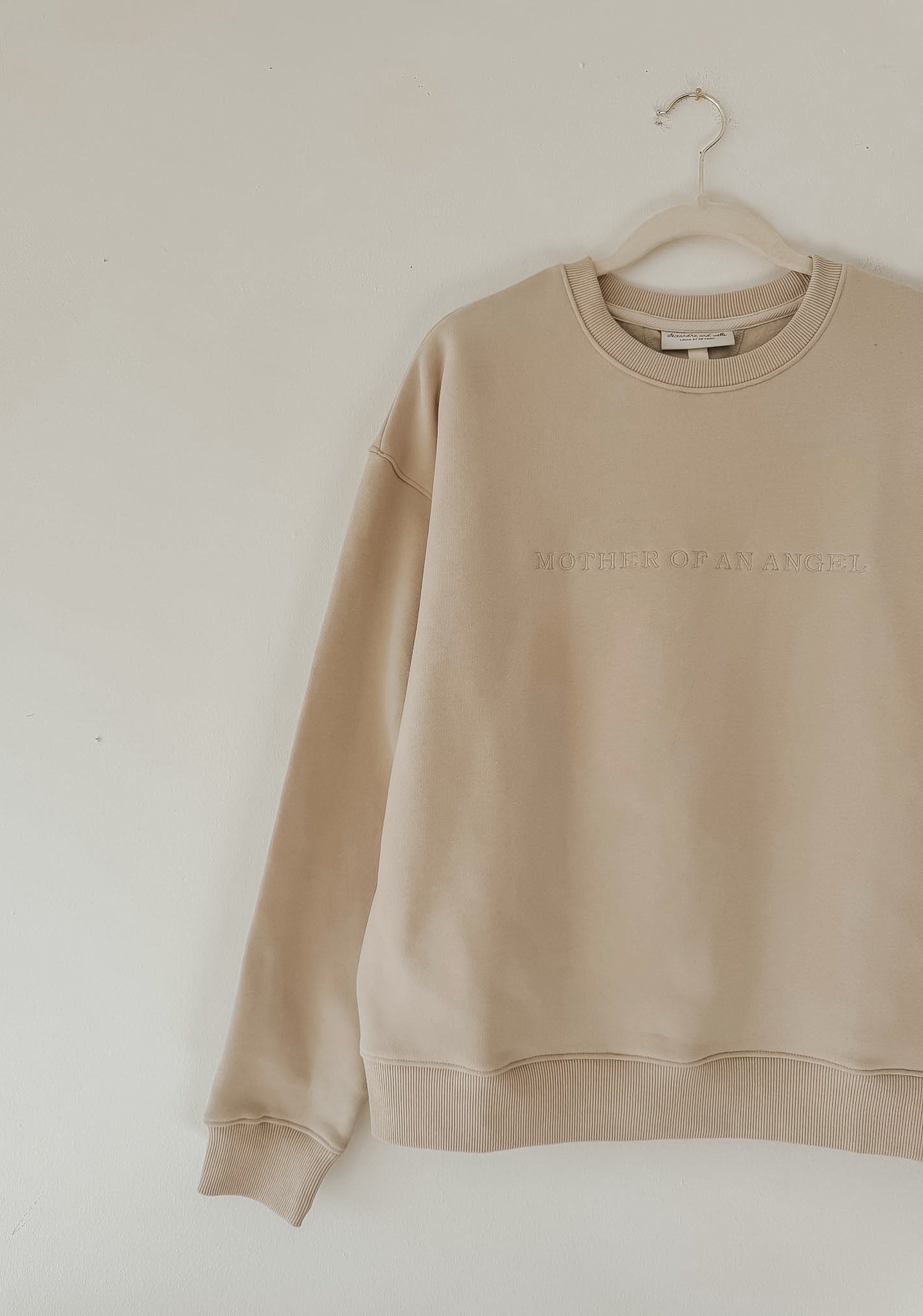Mother Of An Angel Comfort Crewneck in Bone