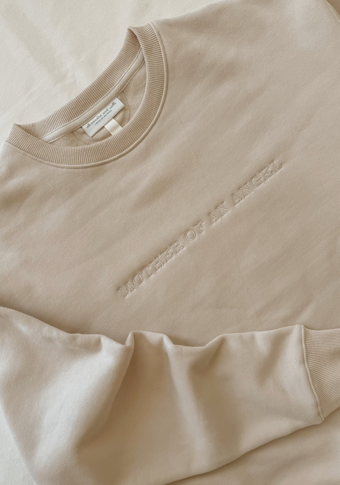 Mother Of An Angel Comfort Crewneck in Bone