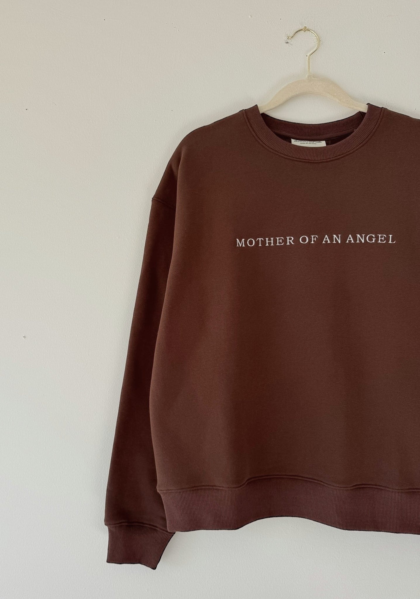 Mother Of An Angel Comfort Crewneck in Espresso