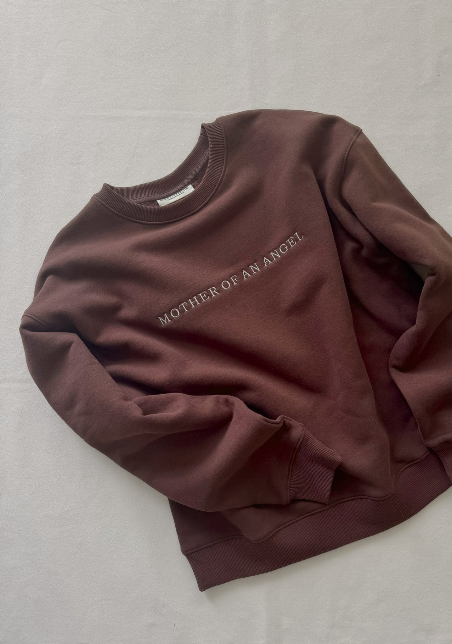 Mother Of An Angel Comfort Crewneck in Espresso