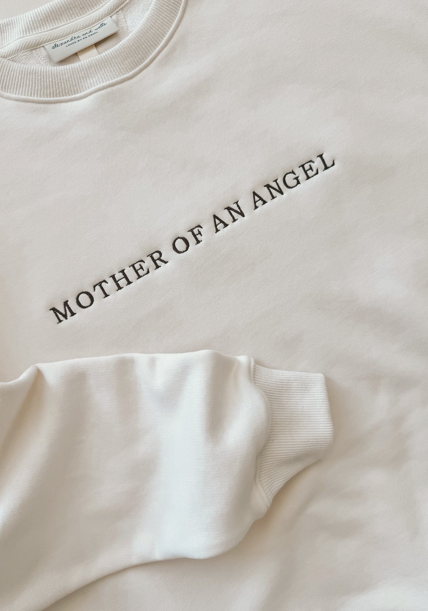 Mother Of An Angel Comfort Crewneck in Créme